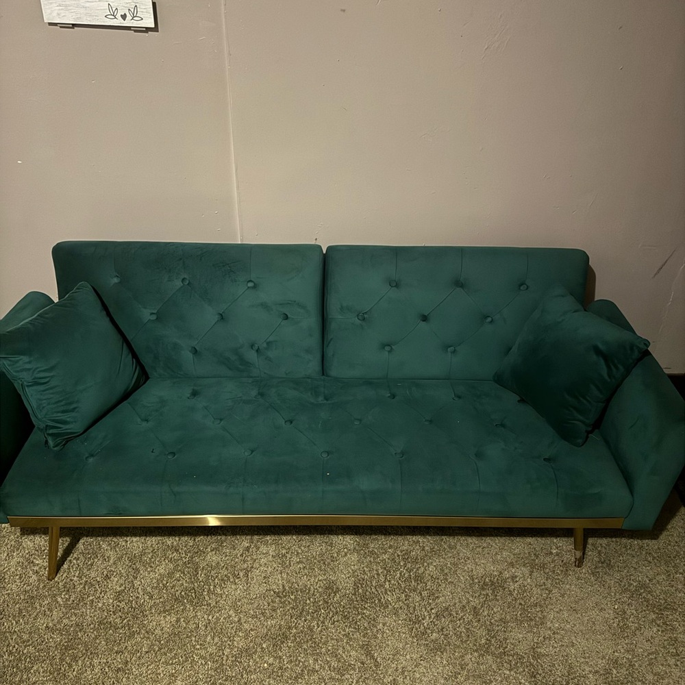 Emerald Green Velvet Sofa